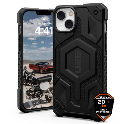 UAG Monarch MagSafe Hartschale für iPhone 14 Plus hergestellt mit Kevlar, schwarz