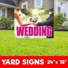 WEDDING Yard Sign Corrugate Plastic with H-Stakes party decoration celebration