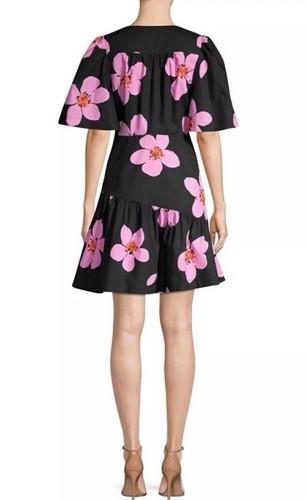 NWT Kate Spade Grand Flora Dress Flutter Sleeve Midi Pink Size 0 - Picture 2 of 8