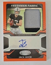 2025 Panini Certified Football FOTL Orange Etch Jack Bech RC Freshman Fabric /30