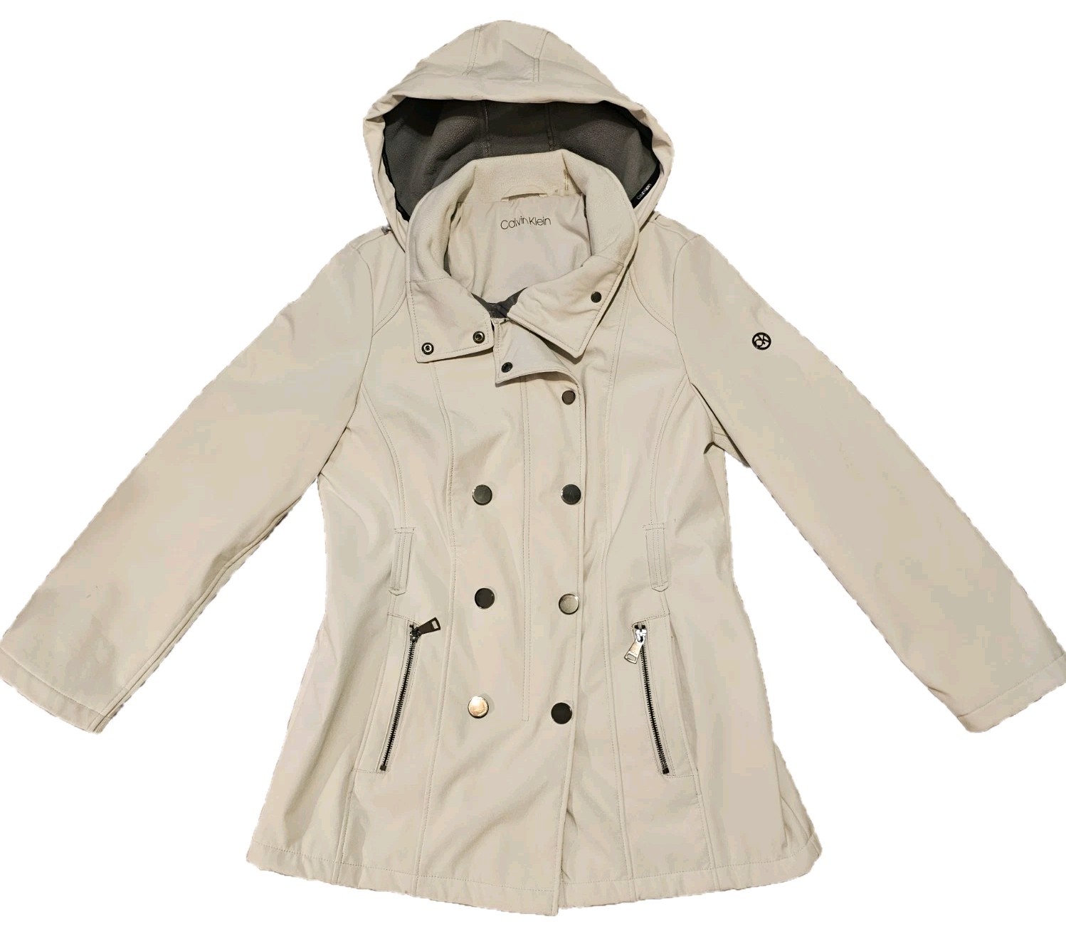 Calvin Klein Women’s Winter Coat Jacket XL Cream Off White Hooded