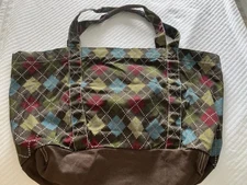 Thirty One 31 Windsor Argyle Large Expandable Tote Bag perfect 4 fall and winter