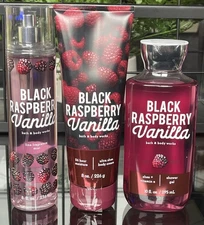 Bath & Body Works Black Raspberry Vanilla Fragrance Mist Spray, Body Cream & Gel