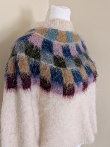 Madewell Fair Isle Sweater NWT Womens M Brushed Checkerboard Fuzzy Oversized - Picture 3 of 10
