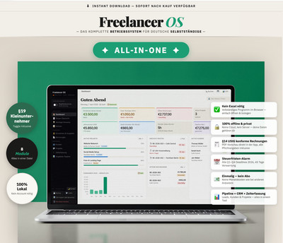 Freelancer OS Deutsch | All-in-One Freiberufler Tool für Buchhaltung, Rechnung