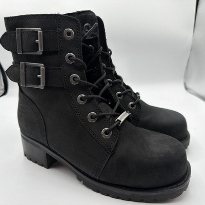 Harley Davidson Archer Black Steel Toe Boots Women Size 5.5m (DD126)