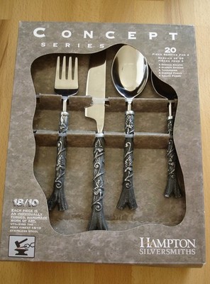 Design Besteck HAMPTON SILVERSMITHS, 4tlg., Handfertigung