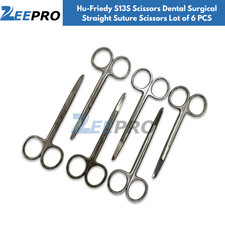 Hu-Friedy S13S Scissors Dental Surgical Straight Suture Scissors Lot of 6 PCS