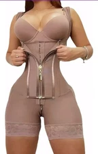 Tummy Control Shapewear Double Compression Body Shaper with Zipper and Hooks