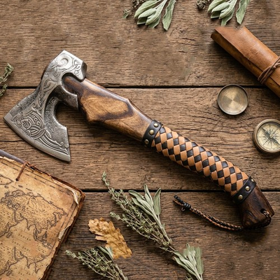 #ad Custom Hand forged Viking Carbon Steel axes Wood Handle Hatchet Axe 18 Inches $52.80