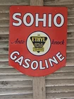 LARGE VINTAGE 1950'S SOHIO GASOLINE PORCELAIN GAS STATION SIGN 30 X 24