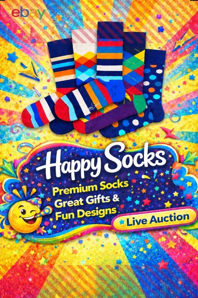 Happy Socks! Premium Socks Fun Designs LIVE AUCTION