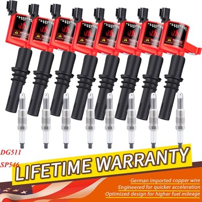 8 Ignition Coil Pack DG511 & Spark Plugs SP546 Fit Ford Expedition F150 F250 5.4