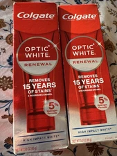 2 Colgate Optic White Renewal Brilliant Shine Toothpaste High Impact White 5% HP