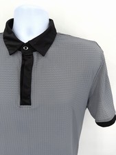 Paul Jones Men's Large Stretch Polo Shirt Gray Black Button Preppy Designer