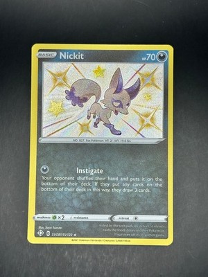 Nickit SV081/SV122 Shiny Rare Shining Fates Shiny Vault Pokemon Holo NM EN