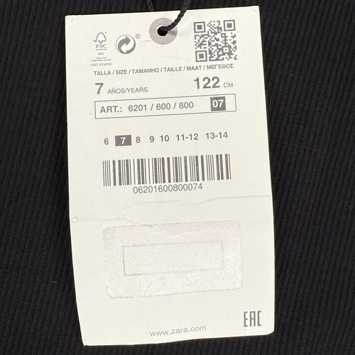 Zara Kids Girl's Ribbed Long Sleeve Bubble Dress Size 7 Black - Picture 5 of 12