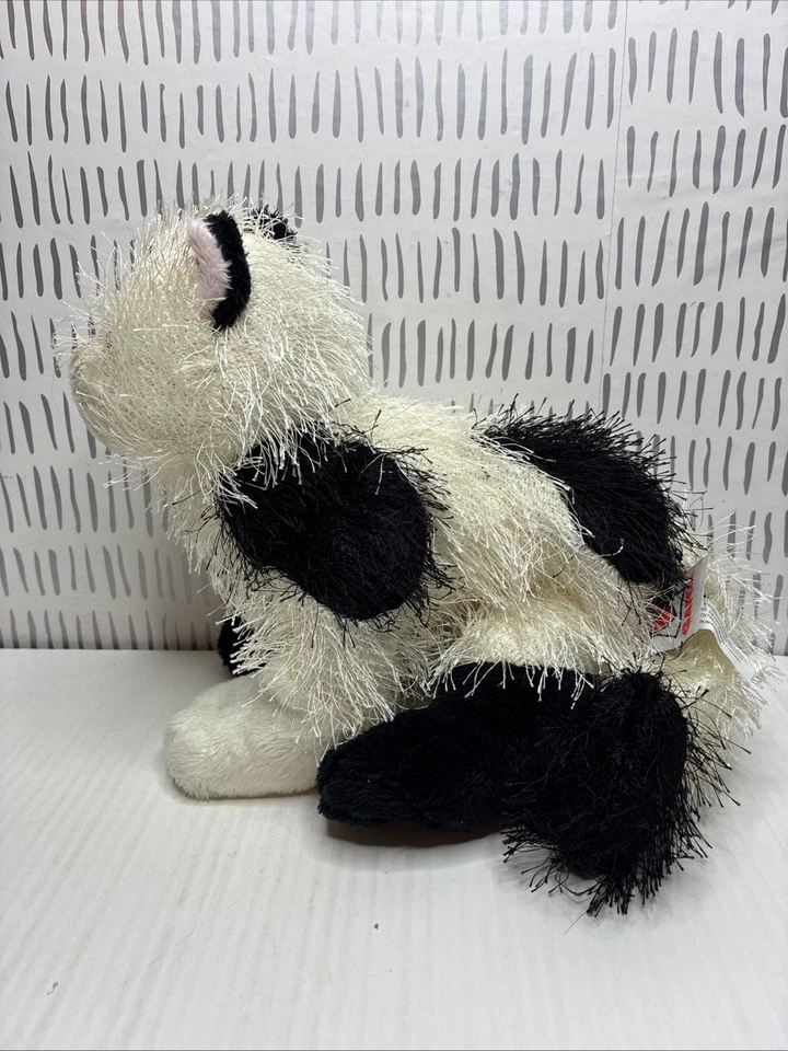 Webkinz Domino Cat Plush HM334 Black White Shaggy Fuzzy Stuffed Animal No Code - Image 4 of 4