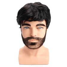 Peluca Corta De Pelo Para Hombre Cabello Corto Negro Tup Natural y Realista