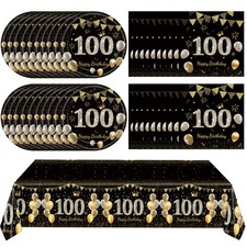 Juhap 41Pcs 100th Birthday Decorations for Men Women, Black 7 Inches,