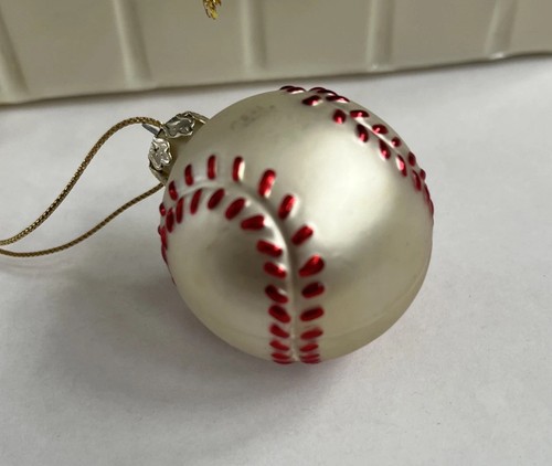 BASEBALL Shaped Glass Tree Ornament Approximately 2” Set Of 6 In Box - Bild 3 von 8