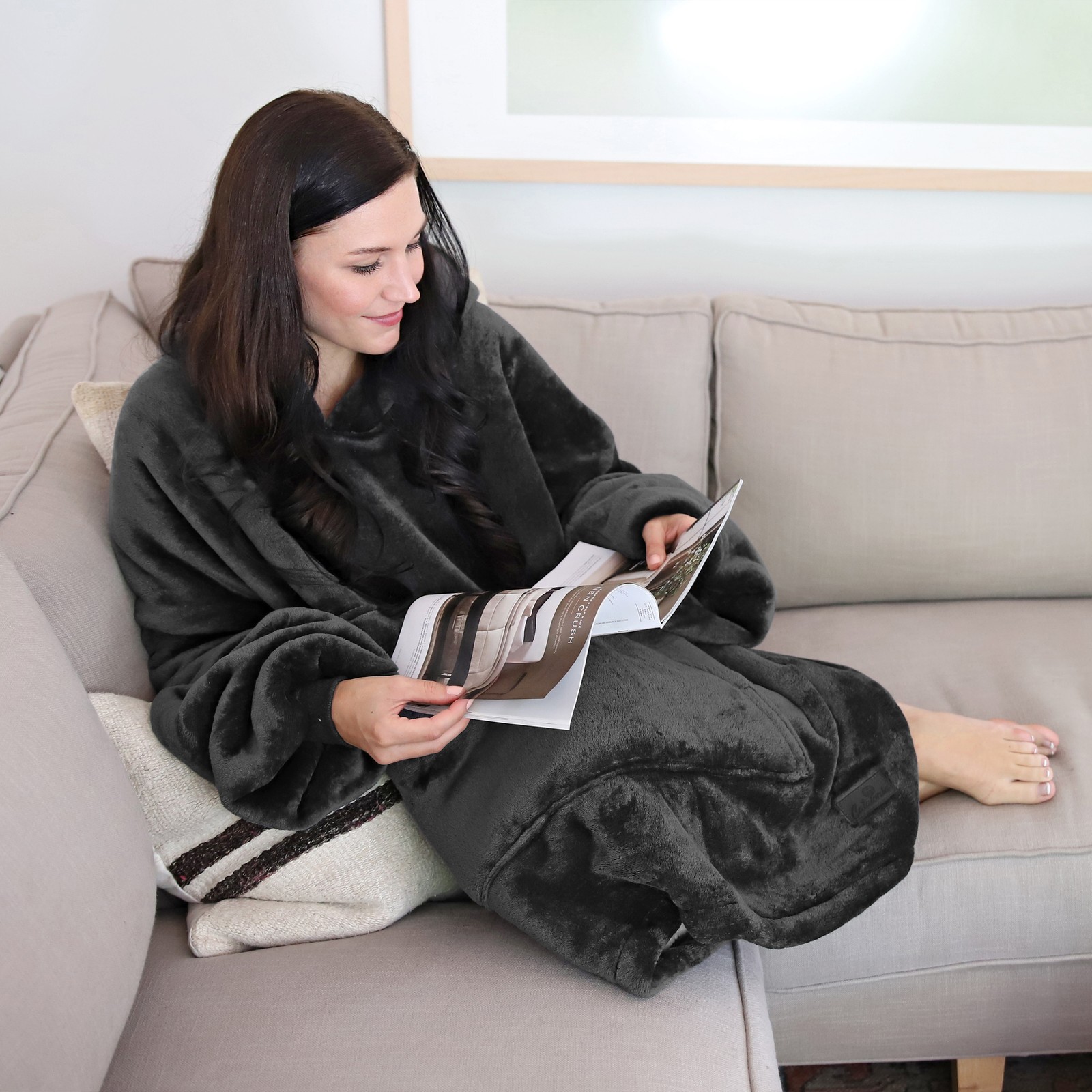 Oversized Blanket Hoodie Sweatshirt Warm Soft Sherpa Flannel Cozy Gift For Women