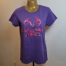 REALTREE APC Women's T-Shirt Purple Short Sleeved Tee Shirt Size Small