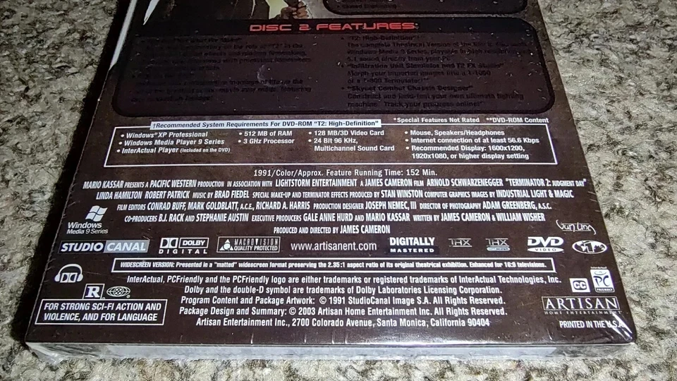 SEALED Terminator 2 Judgment Day Extreme T2 Limited Edition 2 Disc w/ SLIPCOVER - Image 3 of 4