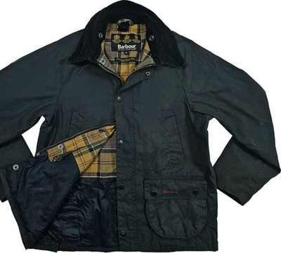 *HOT KID's ENGLAND BARBOUR @ BEDALE NY95 PARKA PLAID LINED NAVY WAXED Jacket XL