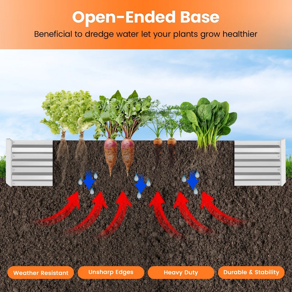 Galvanized Garden Bed, 8x4x1ft Outdoor Raised Garden Bed for Vegetables Flowers - Image 4 of 4