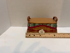 Longaberger 2002 Tree Trim Collection Basket lid, liner, fabric, treat tie on