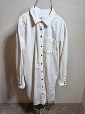 Madewell Button Up Corduroy Mini Shirtdress Women's Size Large Ivory Long Sleeve