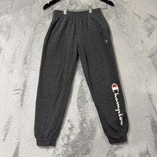 Champion Athletic Jogger Pants Boys Medium Gray Spell Out Logo Active Casual
