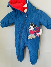 Disney Store Disney Baby MICKEY MOUSE One-piece Snowsuits Blue Size 6-12 M_ NWT