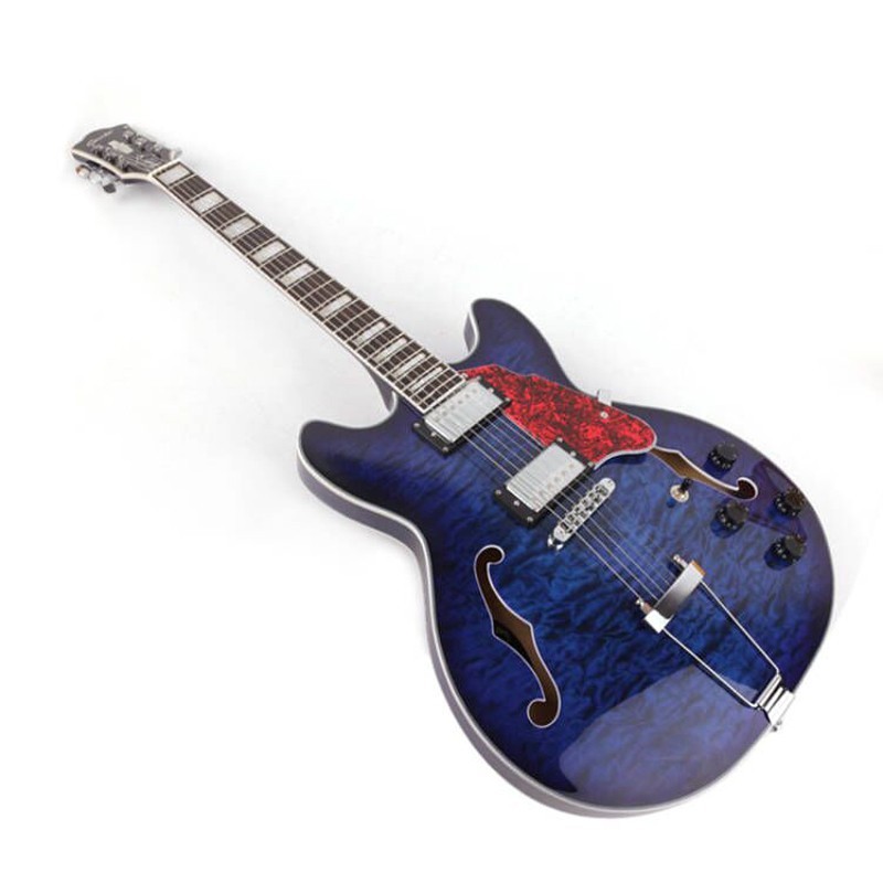 6-String Electric blue Jazz Guitar Rosewood Fingerboard Semi