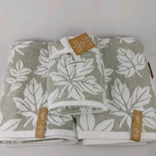 Set of 4 Common Thread Towels 2 Bath & 2 Hand Reversible Maple Leaf Fall Harvest