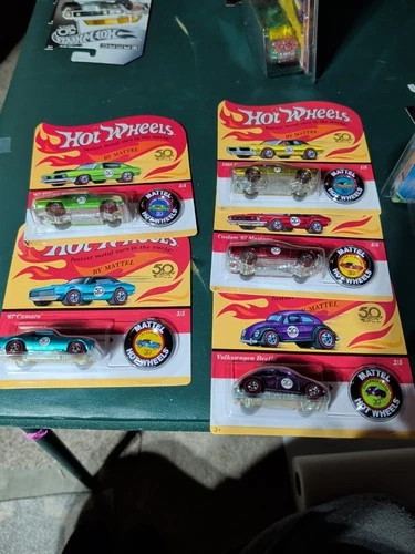 Hot Wheels 50th Anniversary Redline Complete set of 5 with Button** Unpunched Ca