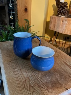 Denby Imperial Blue Milk Jug And Sugar Bowl