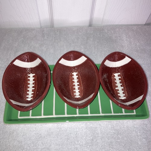 BOSTON WAREHOUSE TOUCHDOWN CHIP & DIP SET- SUPER BOWL FOOTBALL TRAY & 3 BOWLS - Picture 6 of 15