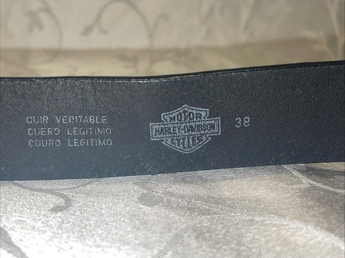 EUC ~ Harley Davidson Bar & Shield Black Leather Belt w/o Buckle SZ 38 - Picture 6 of 16