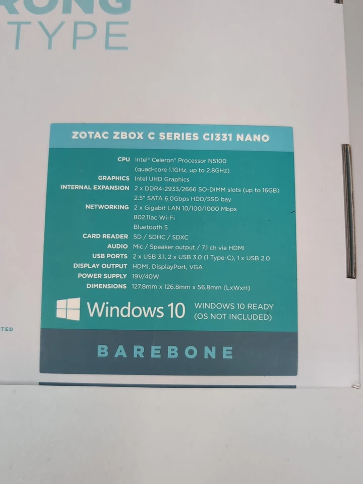 Zotac ZBOX CI331 Nano - Intel Celeron - N5100 1.1Ghz - 2.8GHz Boost - Barebones - Image 3 of 4