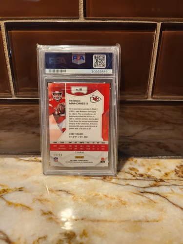 2021 Panini Playoff #81 Patrick Mahomes II  Blue 14/50 PSA 9 - Picture 2 of 2