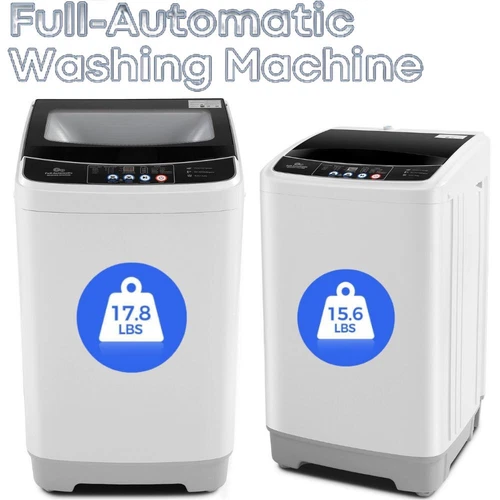 Portable Washing Machine Full Automatic Top-Loading Small Washer 17.8Lbs 15.6Lbs