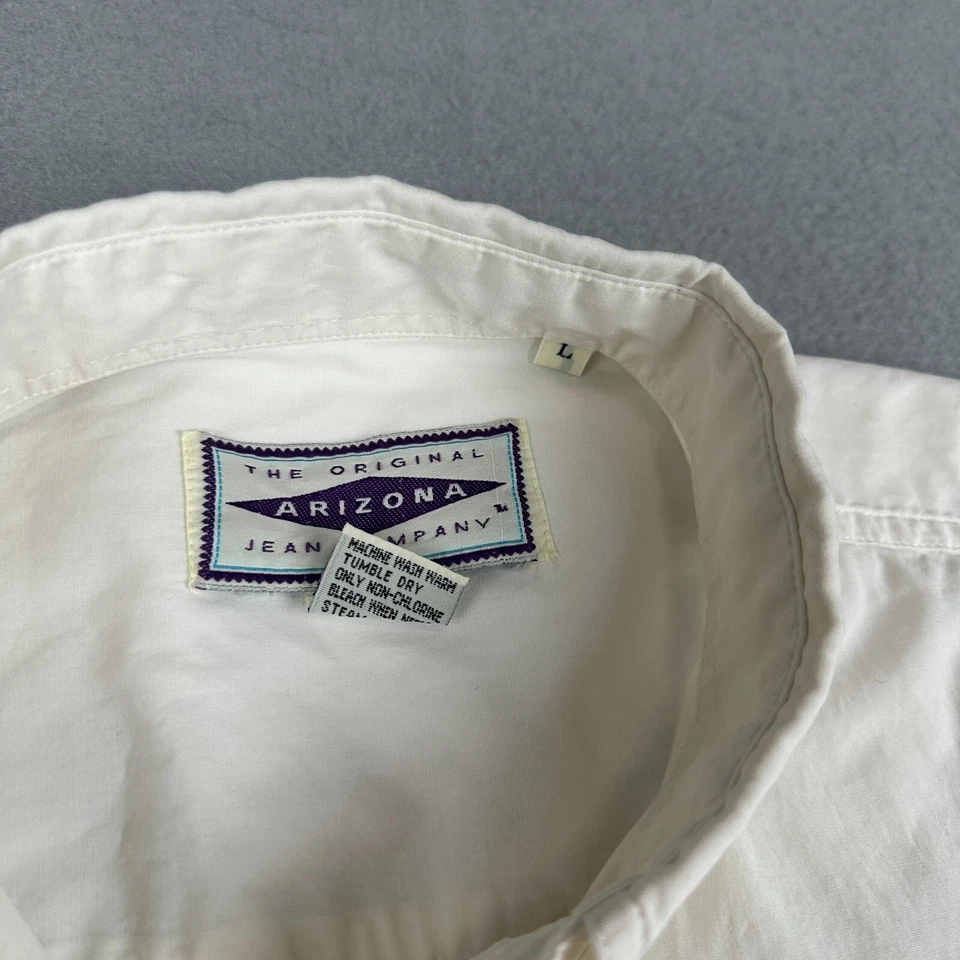 Vintage Arizona Jean Co Shirt Mens Large Ivory Button Down Camp Y2K Western 90s - Image 4 of 4