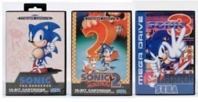 SEGA Mega Drive Spiel - Sonic 1 + Sonic 2 + Sonic 3 mit OVP