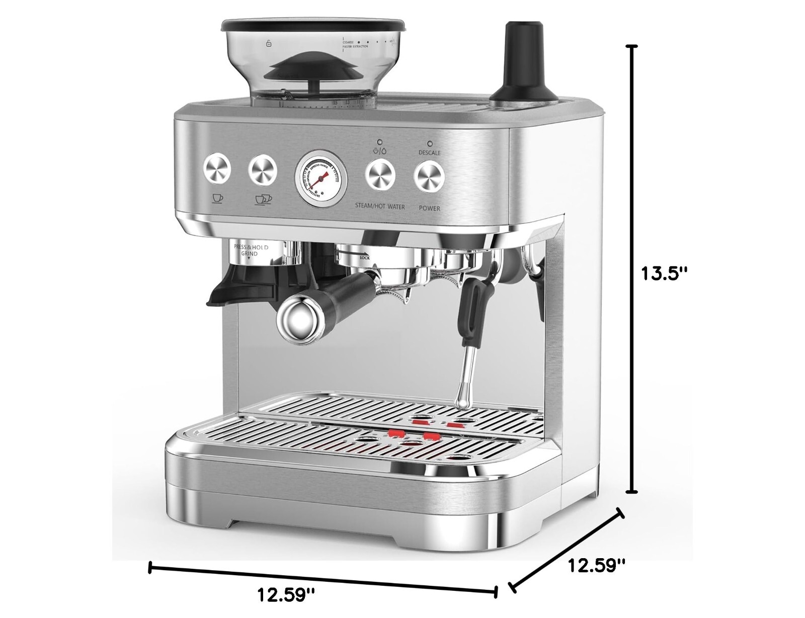 15 Bar Espresso Machines with Built-in Grinder,Milk Frother & Auto-Cleaning