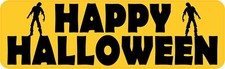 10x3 Zombie Happy Halloween Bumper Sticker Vinyl Decal Car Truck Stickers Decals