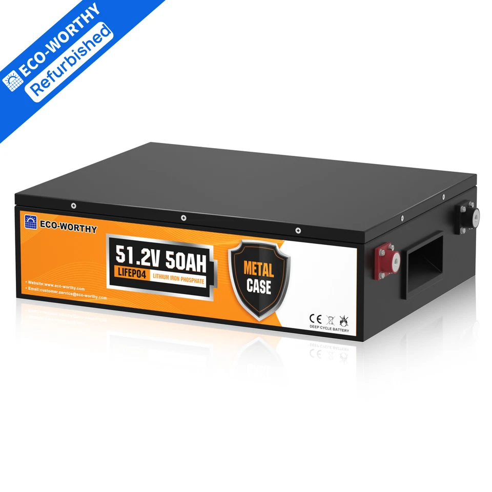 ECO-WORTHY 48V 50Ah Golf Cart LiFePO4 Lithium Battery Certified Refurbished
