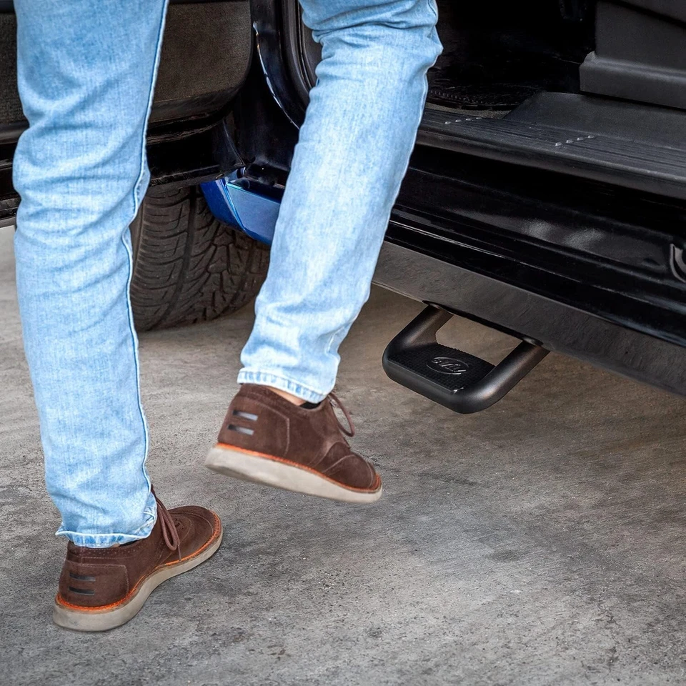 Conjunto de degraus laterais revestidos a pó preto caminhão 2 peças (1 par) Chevrolet GMC - Imagem 3 de 4