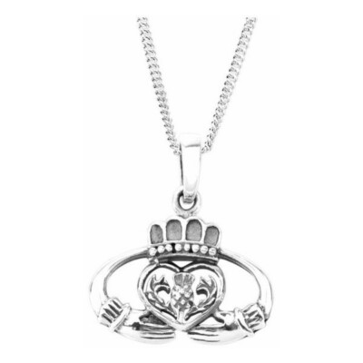 Celtic Claddagh Heart Pendant 925 Silver Symbol Jewelry NEW